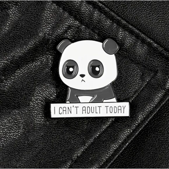 I can't adult today Panda bear Brooch pin - Picture 2 of 7